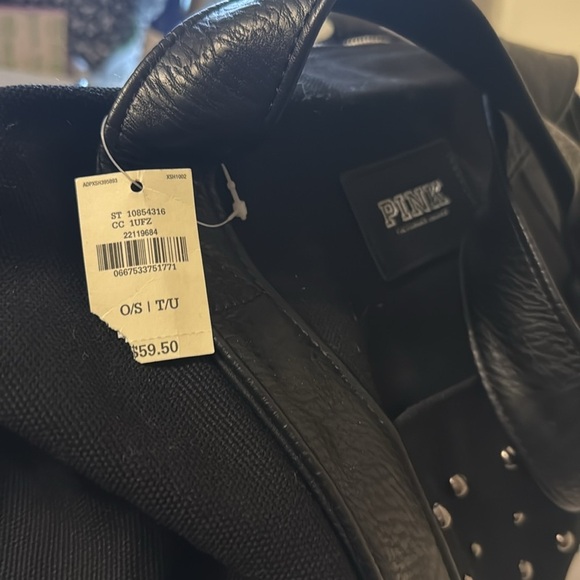 PINK Victoria’s Secret, black weekender, bag with rivets and lots of space, new - Picture 9 of 12